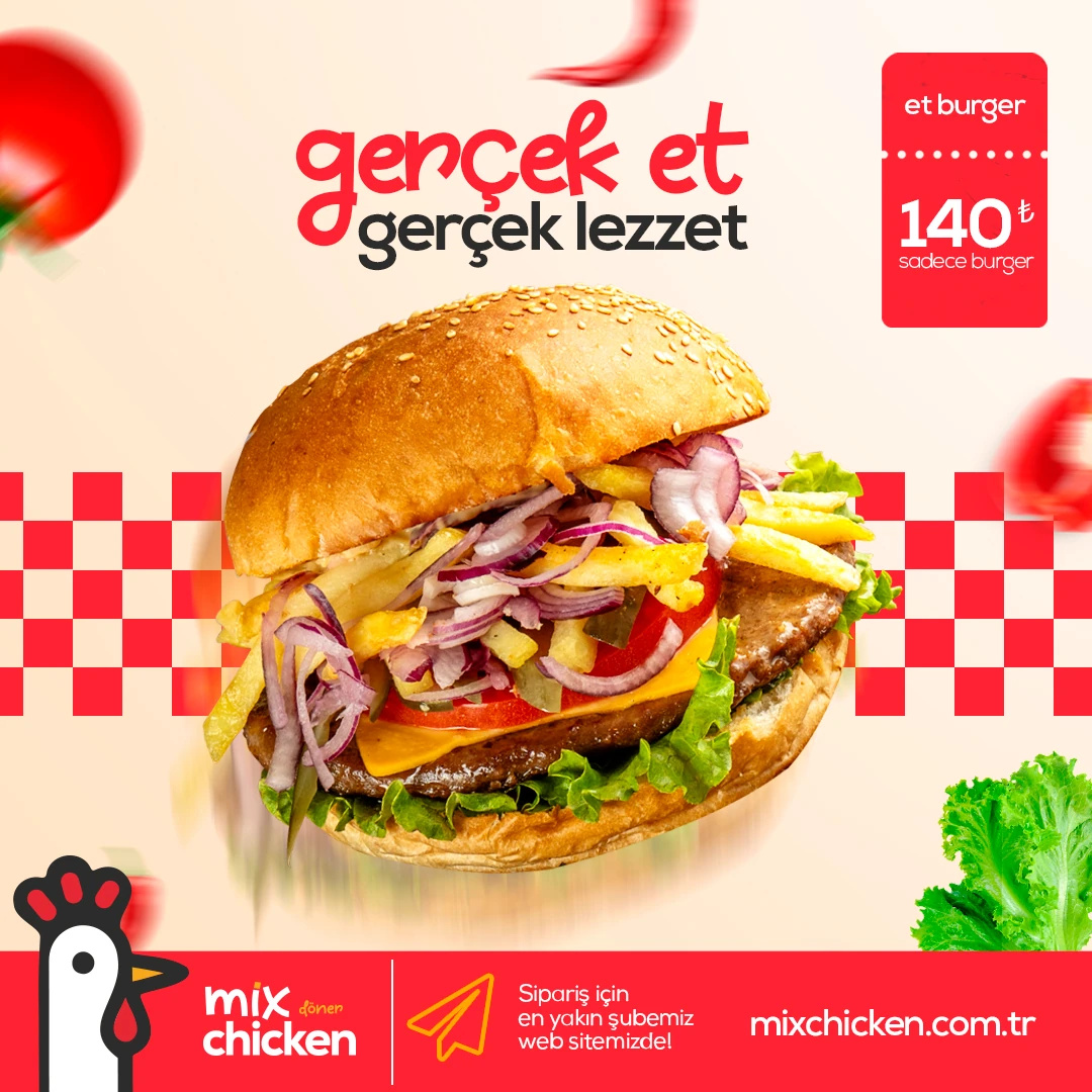 “Gerçek et, gerçek lezzet” başlıklı et burger gönderisi