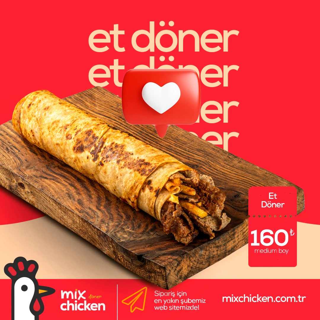 Tekrarlanan “et döner” başlıklı et döner dürüm gönderisi