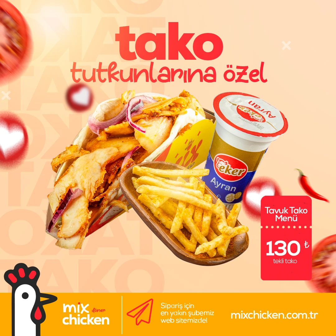 “Tako tutkunlarına özel” başlıklı tavuk tako menü gönderisi