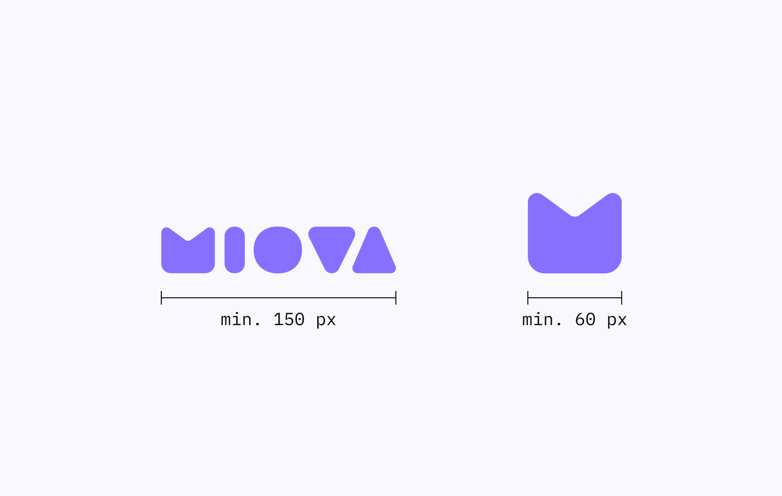 Minimum boyutlar: logotype 150 px, isotype 60 px