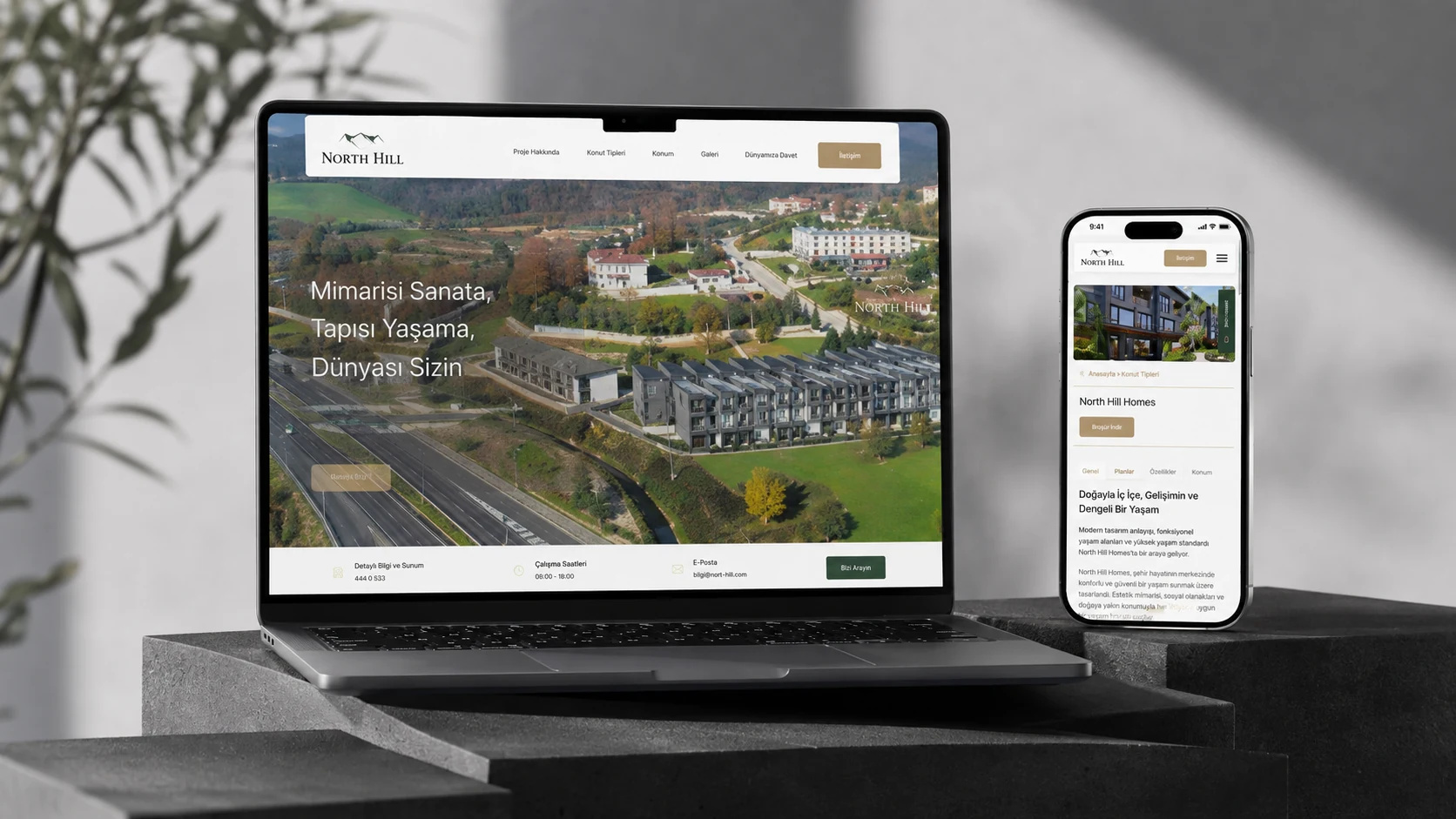 Northill Yapı için kodlanan websitesinin masaüstü ve mobil görünümü
