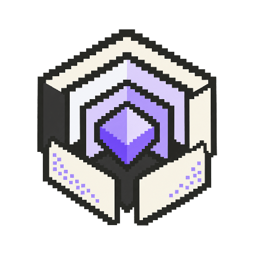 Violet package core centered within nested information layers