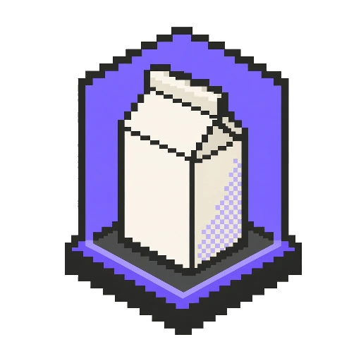 Bir ürün kutusunu izleme çerçevesinde gösteren pixel art ikon