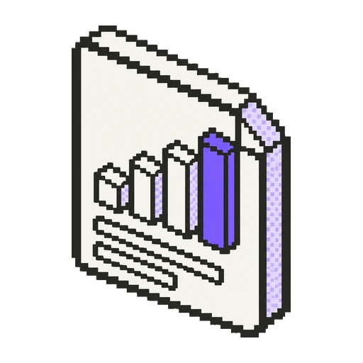 En uzun çubuğu mor çubuk grafikli sayfa pixel art ikonu
