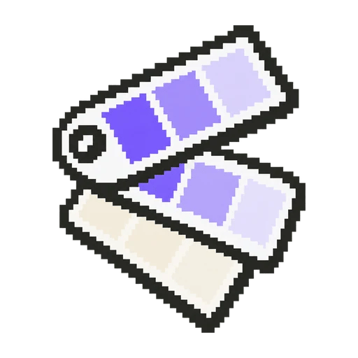Pixel-art palette composed of connected color swatches