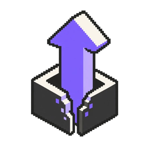 Violet change icon rising beyond its former frame