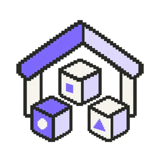 Brand architecture icon organizing three product parts under one structure