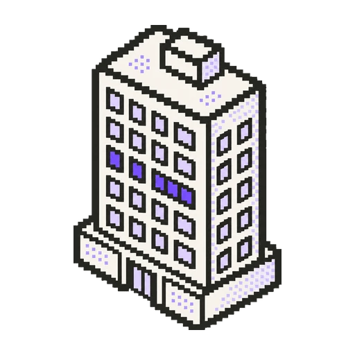 Bir pencere sırası mor konut bloğu pixel art ikonu