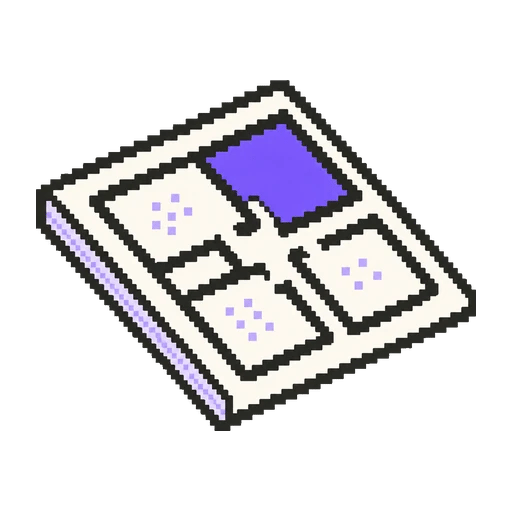 Bir odası mor dolgulu kat planı pixel art ikonu