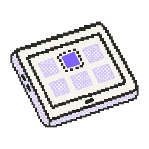 Renk seçenekleri arasında mor olanı seçili tablet pixel art ikonu