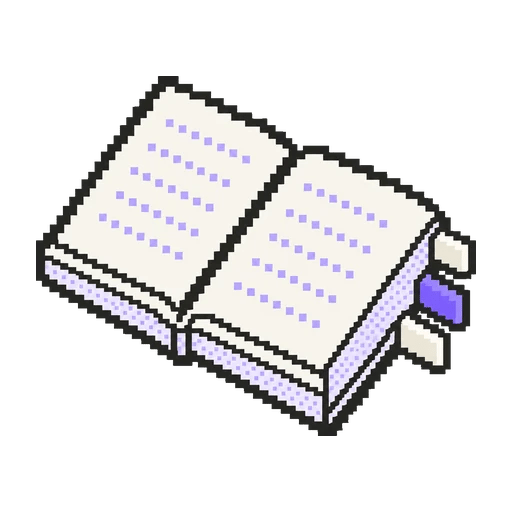 Kenarında biri mor üç bölüm sekmesi olan açık katalog pixel art ikonu